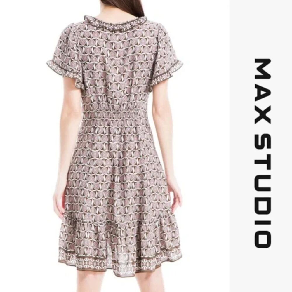 Max Studio Ruffles Trim Flutter Sleeves Dress Size S NWT - Picture 2 of 9